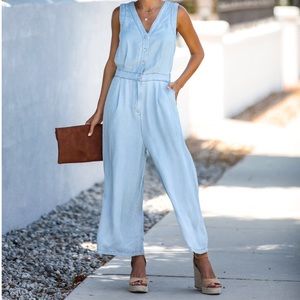 New VICI Pocketed Button Down Tencel Jumpsuit